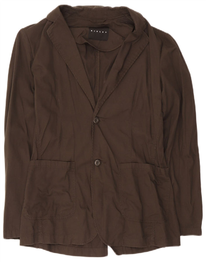 Sisley Mens 2 Button Blazer Jacket IT 48 Medium Brown Cotton