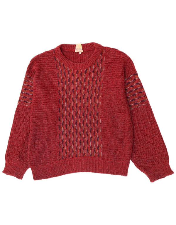 Fiume Herre Crew Neck Jumper Sweater IT 46 Lille rødbrun geometrisk akryl