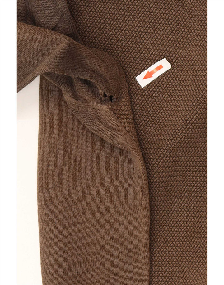 Zara Mens Crew Neck Jumper Sweater Large Brown Cotton