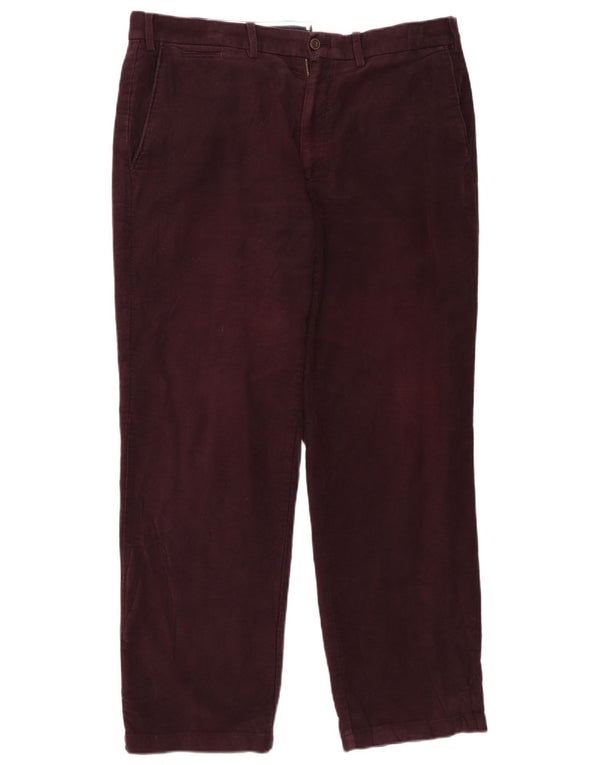 Marks & Spencer Mens Cargo Regular Chino Trousers W36 L29 Burgundy Cotton