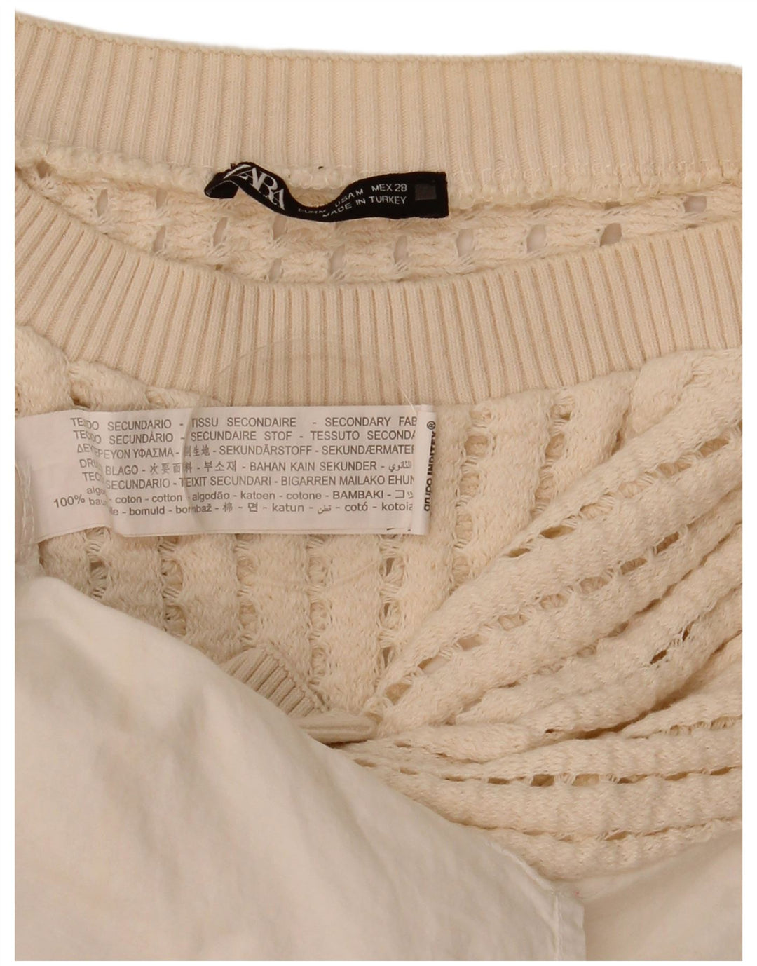 Zara Womens Crochet Blouse Top UK 14 Medium White Cotton