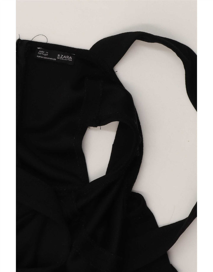 Zara Dame Ærmeløs Jumpsuit UK 12 Medium Black