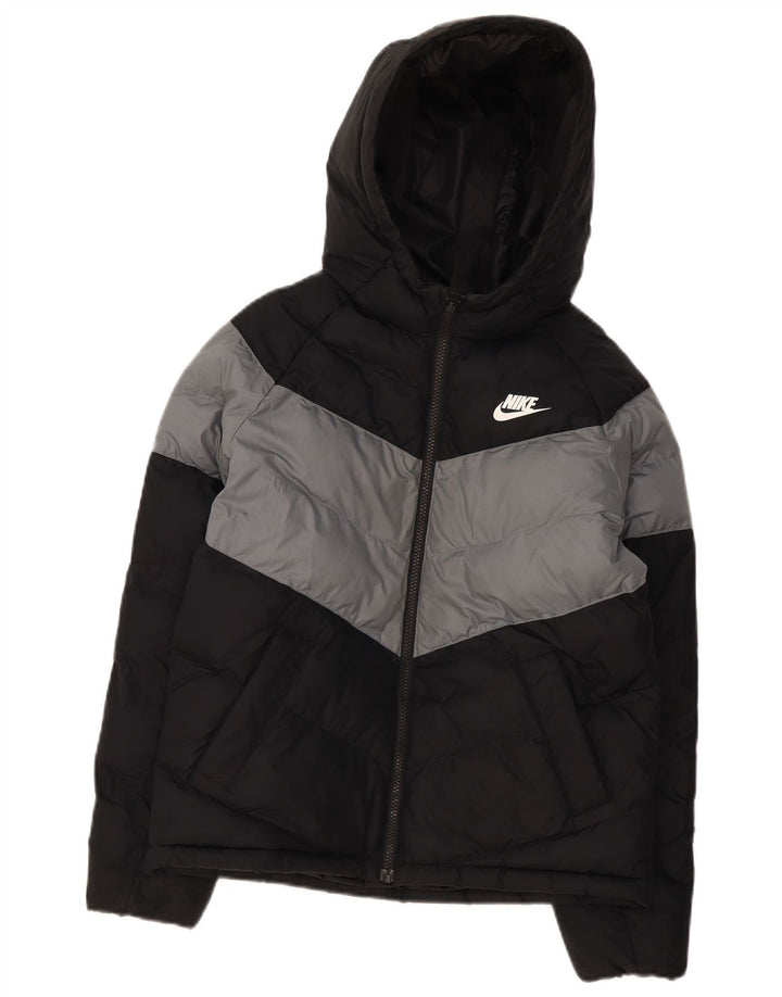 Giacca imbottita con cappuccio Nike da ragazzo 12-13 anni in poliestere color block nero