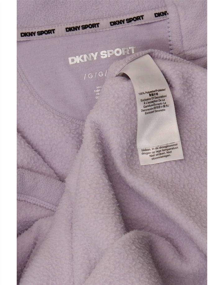Dkny Womens Graphic Fleece Jacket UK 16 Large Purple Polyester