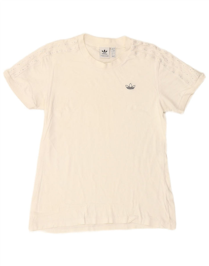 ADIDAS Womens T-Shirt Top UK 10 Small White