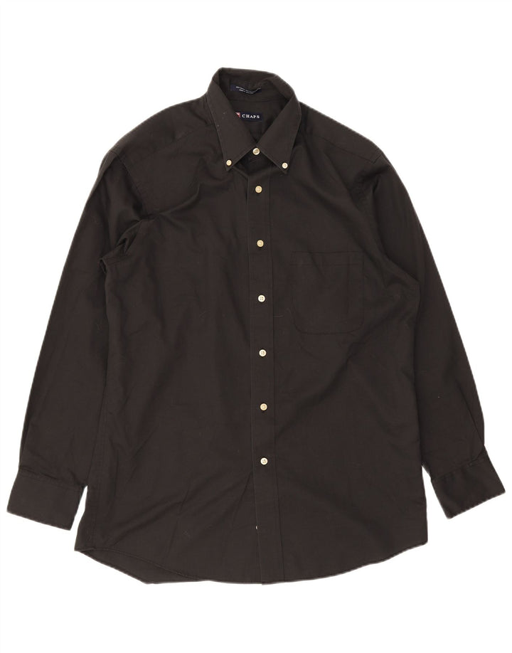 Chaps Mens Shirt Size 15 1/2 Medium Black Cotton