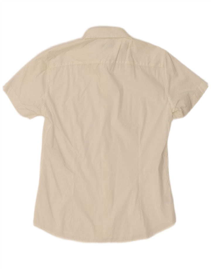 Benetton Herren-Kurzarmhemd, groß, aus weißer Baumwolle