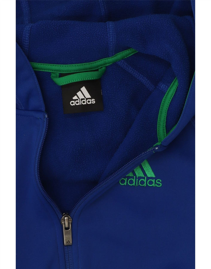 ADIDAS Boys Zip Hoodie Sweater 10-11 Years Blue Polyester