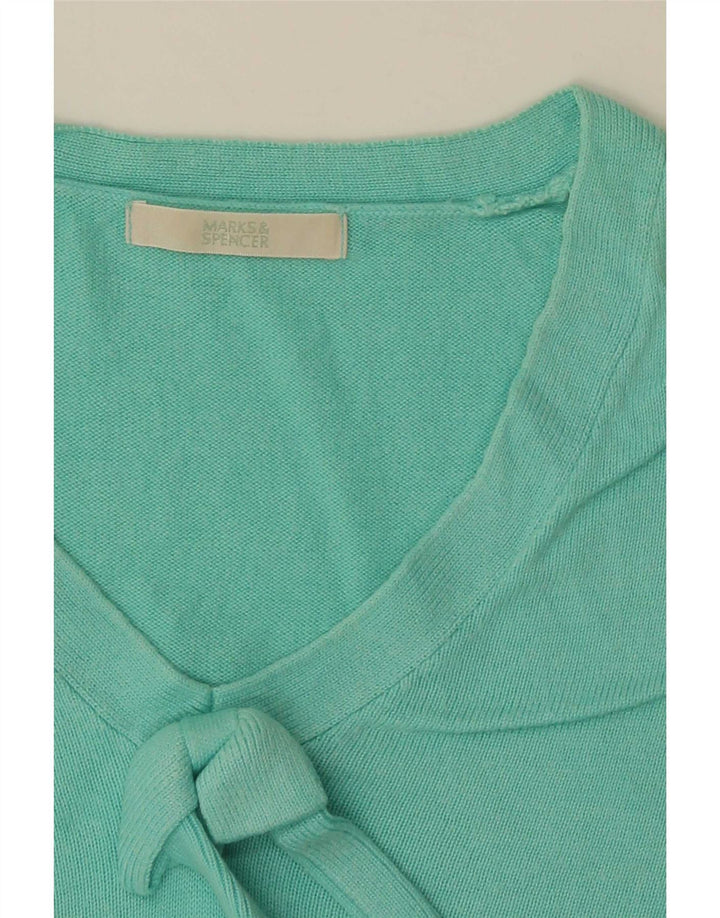 Marks & Spencer Womens Crop V-Neck Jumper Sweater UK 12 Medium Turquoise