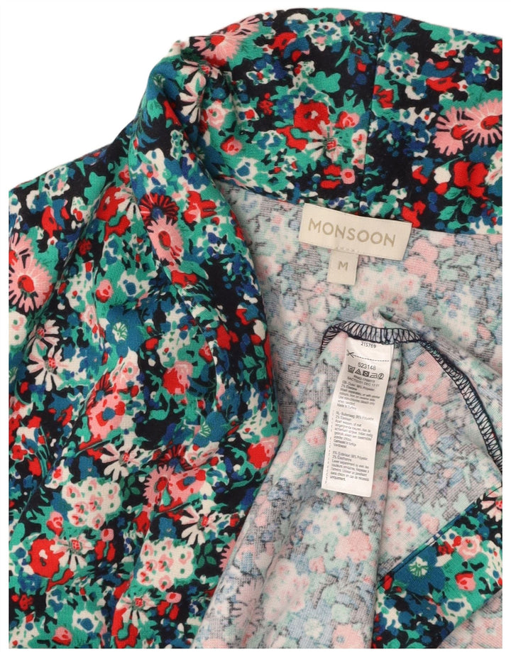 MONSOON Womens Open Blazer Jacket UK 14 Medium Multicoloured Floral