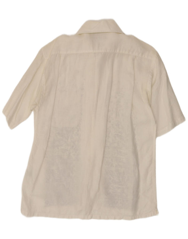 Iceland Mens Short Sleeve Shirt Medium White Geometric Linen