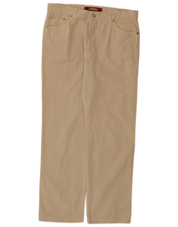 Carrera Mens Straight Casual Trousers IT 52 XL W34 L30 Beige Cotton