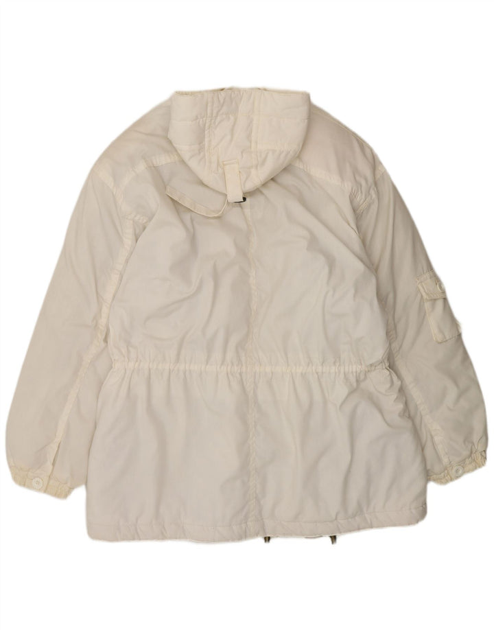 VINTAGE Womens Oversized Hooded Padded Jacket UK 18 XL White Polyamide