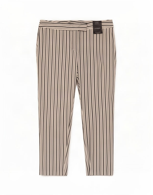 Marks & Spencer Γυναικείο Cropped Παντελόνι UK 16 Large W34 L25 White ριγέ