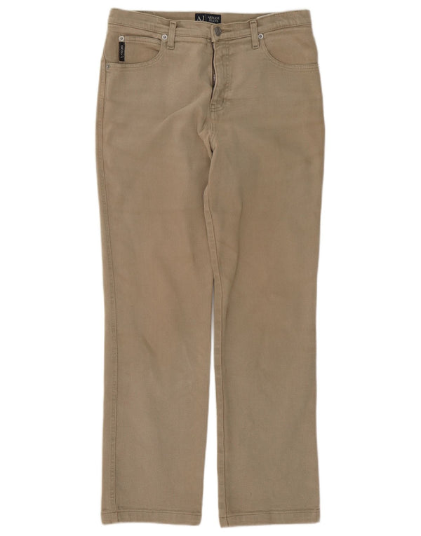 Pantaloni casual dritti da donna Armani W29 L28 in cotone beige