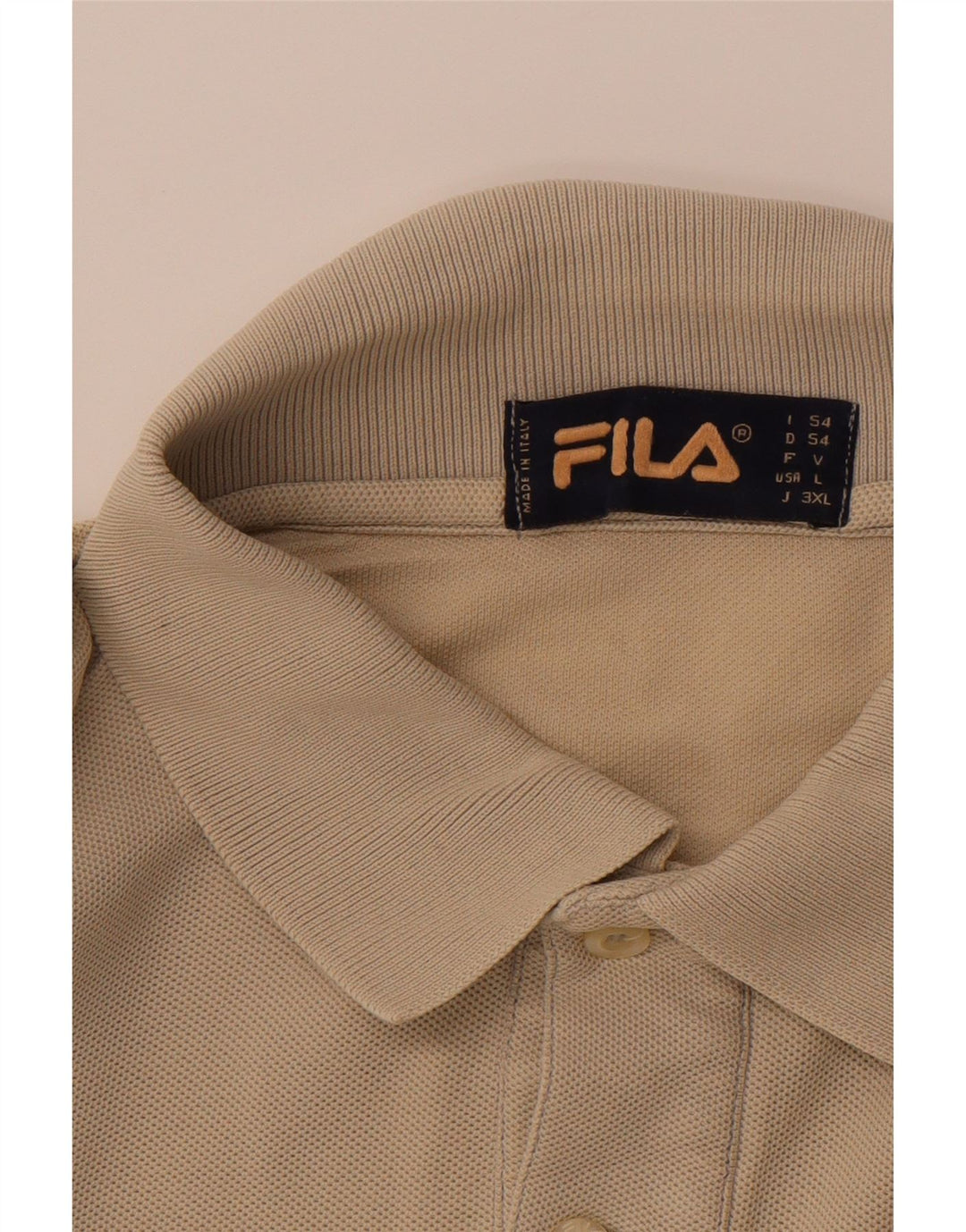 FILA Mens Polo Shirt IT 54 XL Beige Vintage Fila and Second-Hand Fila from Messina Hembry 