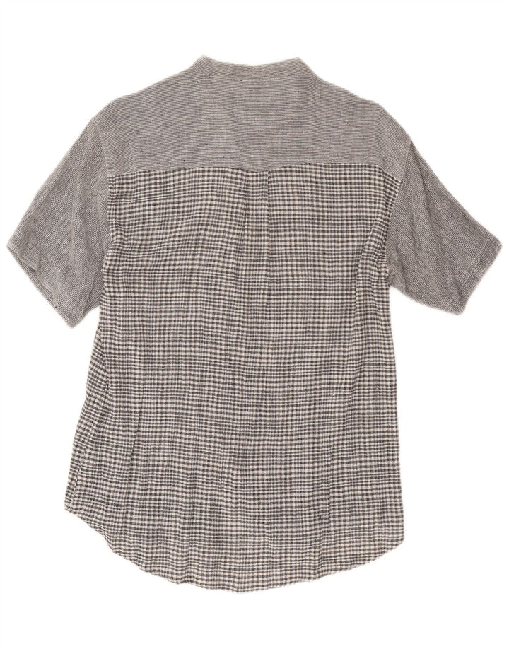 Amaranto Womens Short Sleeve Shirt UK 14 Medium Grey Check Cotton
