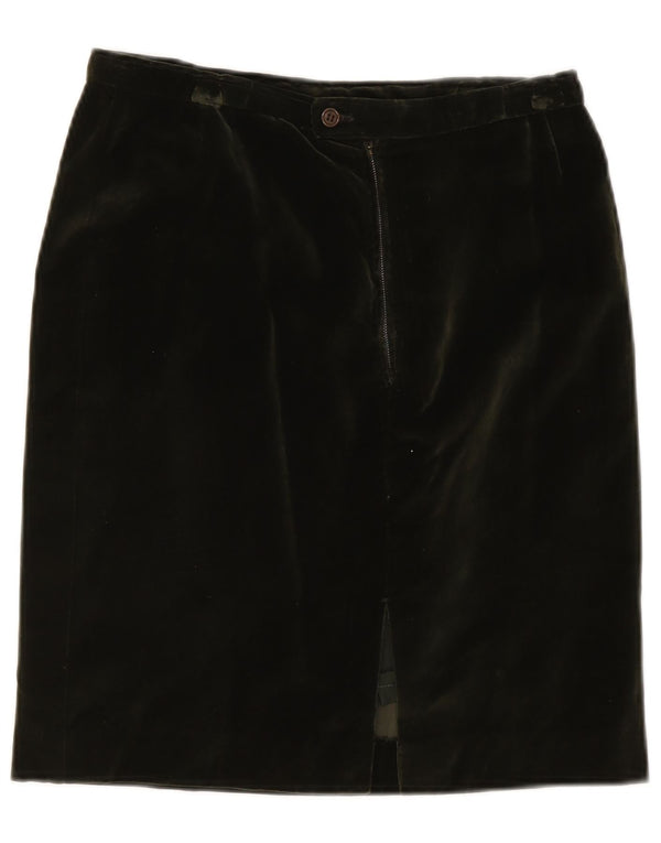 Vintage Womens Velvet Pencil Skirt W28 Medium Green