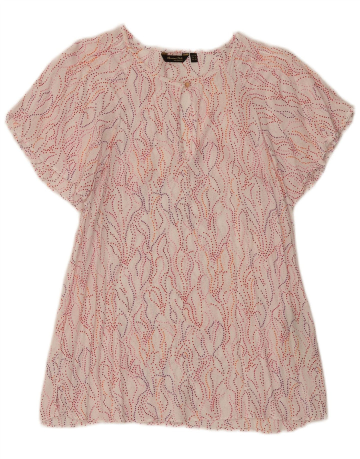Massimo Dutti Camicetta da donna con motivo astratto Top EU 38 piccola viscosa bianca