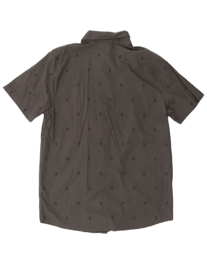 Camicia a maniche corte grafica da uomo Volcom Large in cotone geometrico grigio