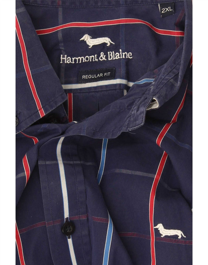 Harmont & Blaine Herren-Hemd mit normaler Passform, 2XL, blau kariert