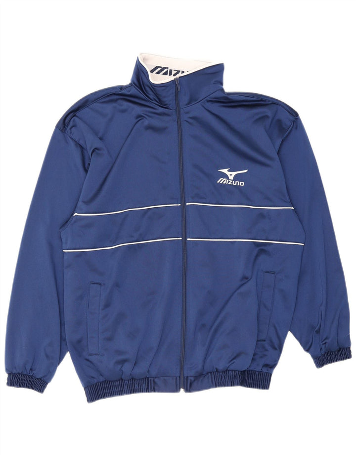Mizuno Hommes Graphique Survêtement Top Veste Petit Bleu Marine Rayé Polyester