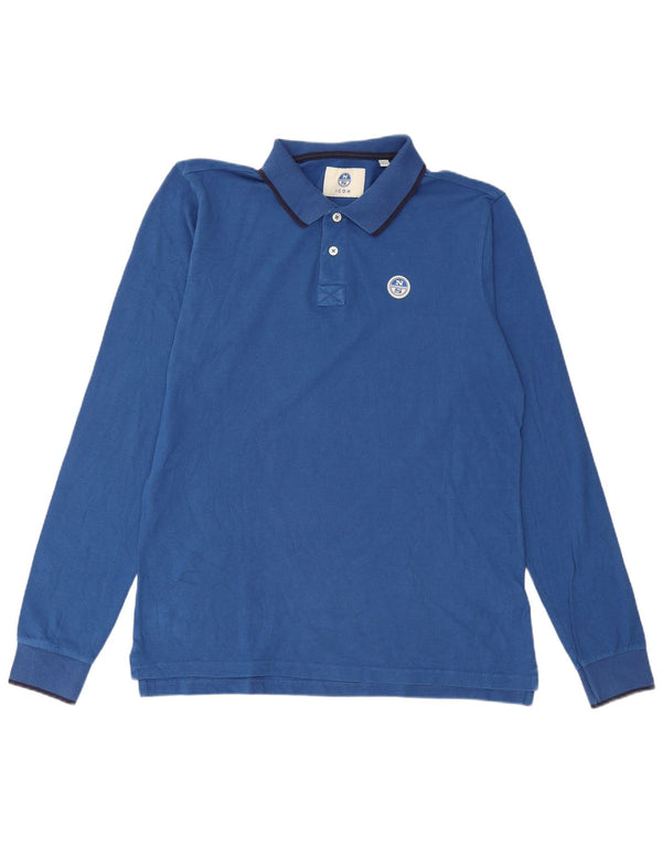 Polo da uomo a maniche lunghe North Sails Large in cotone blu