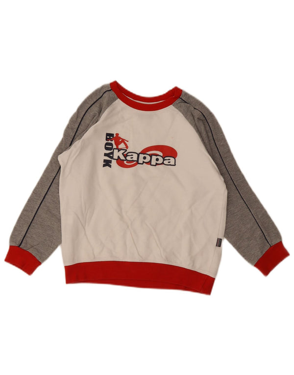 Kappa Boys Graphic Sudadera Jumper 6-7 años Blanco Colorblock Algodón