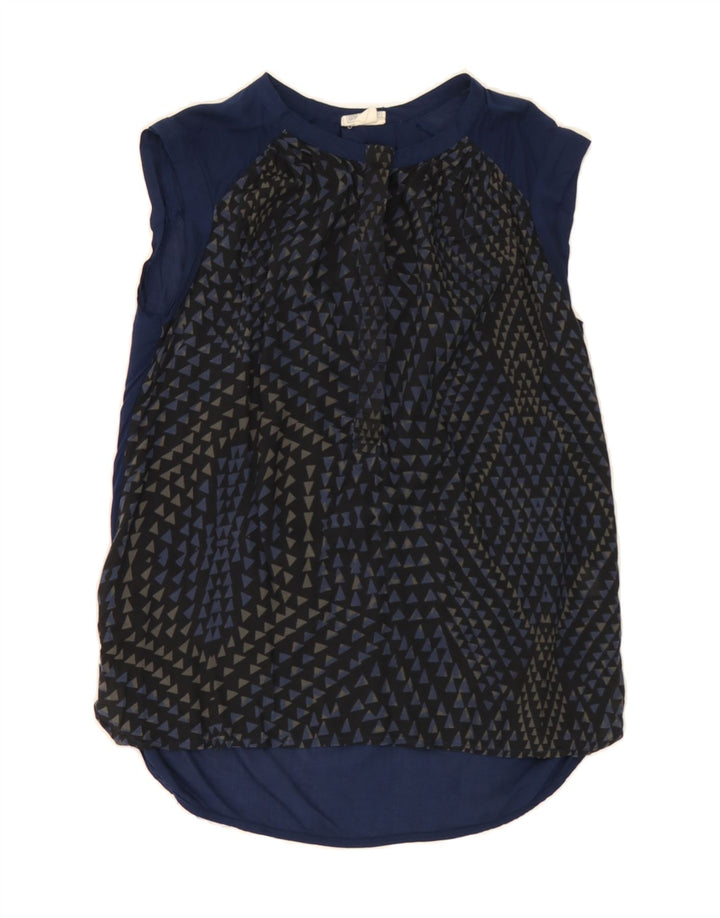 CONVERSE Womens Oversized Blouse Top UK 6 XS Navy Blue Geometric Vintage Converse and Second-Hand Converse from Messina Hembry 