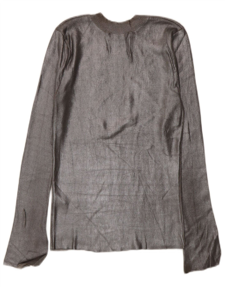 Top Zara da donna a maniche lunghe UK 8 Small in viscosa grigia