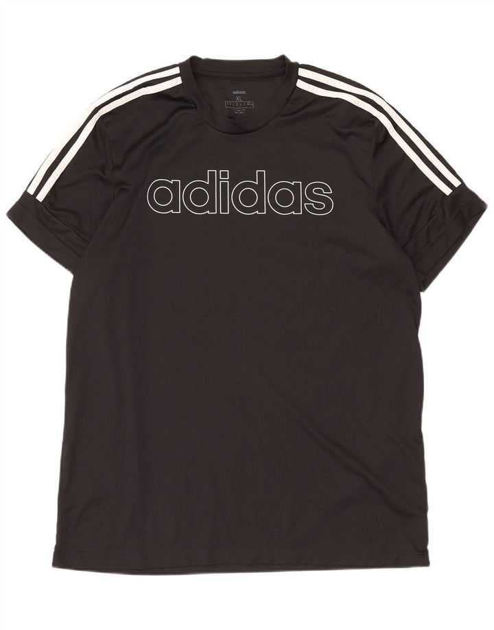 ADIDAS Mens Climalite Graphic T-Shirt Top XL Black Polyester