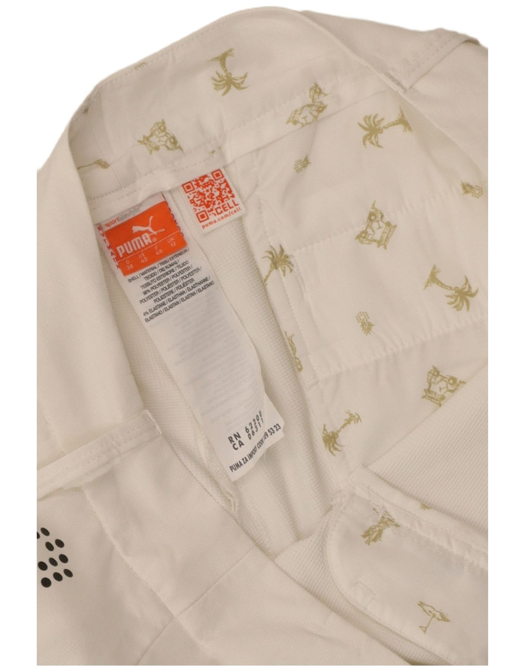 Pantaloncini chino da donna Puma UK 12 Medium W34 Poliestere bianco