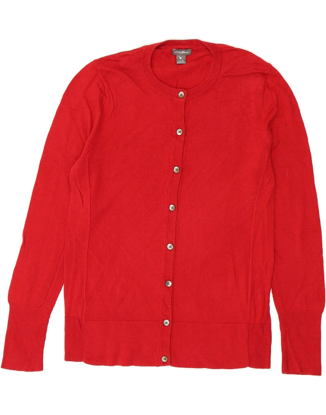 EDDIE BAUER Womens Cardigan Sweater UK 14 Medium Red Cotton Vintage Eddie Bauer and Second-Hand Eddie Bauer from Messina Hembry 