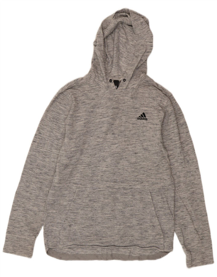 Adidas Mens Hooded Top Long Sleeve Small Grey Flecked