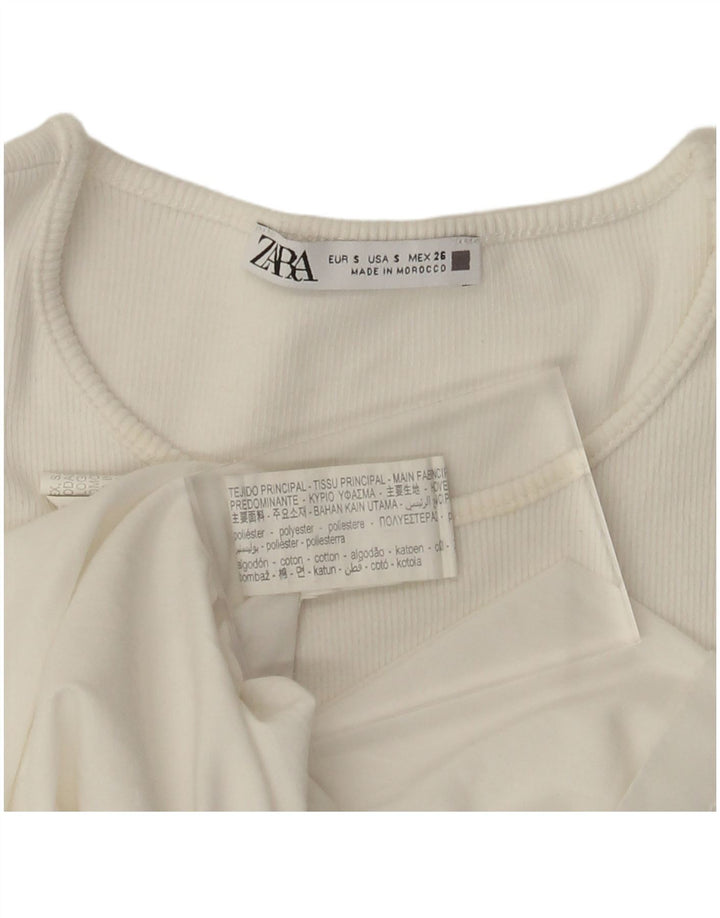 Zara Womens Batwing A-Line Kjole UK 8 Small Off White Polyester