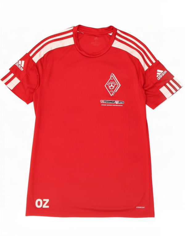 Adidas Mens Aeroready Graphic T-Shirt Top Medium Red Colourblock Polyester