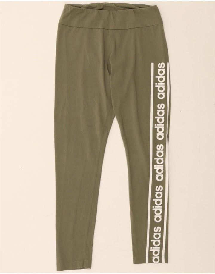 ADIDAS Womens Graphic Leggings UK 12/14 Medium Green Vintage Adidas and Second-Hand Adidas from Messina Hembry 