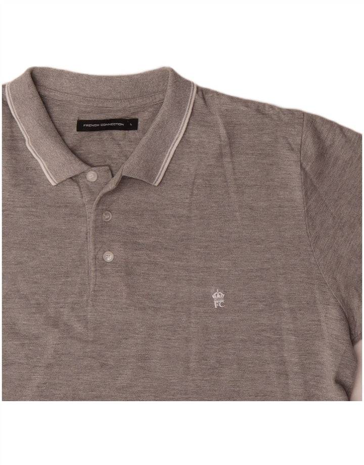French Connection Mens Polo Shirt Large Grey Cotton