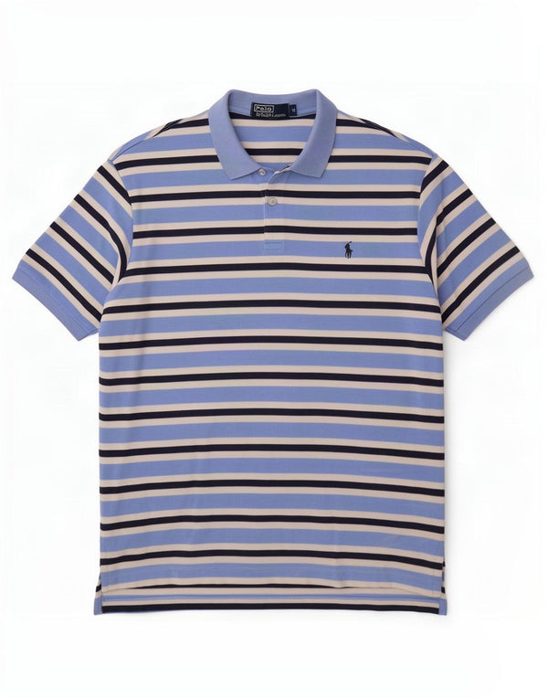 Polo Ralph Lauren da uomo in cotone a righe blu medio