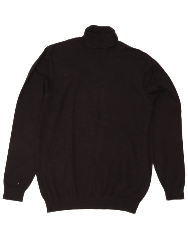 Zara Mens Roll Neck Jumper Sweater Medium Black