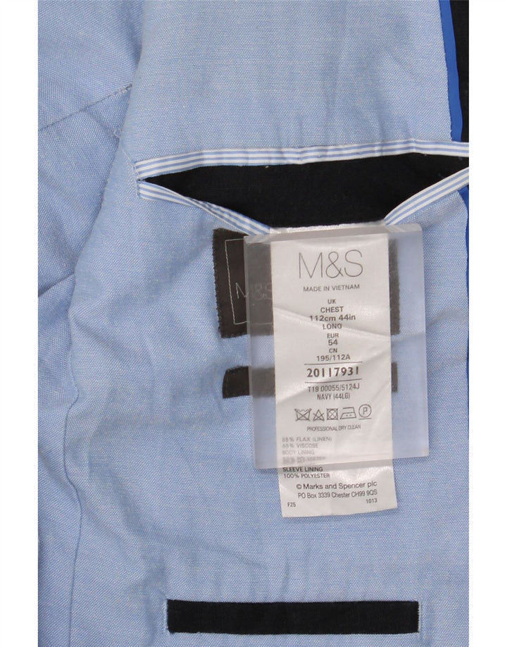 Marks & Spencer Mens 2 Button Blazer Jacket UK 44 XL Navy Blue Flax