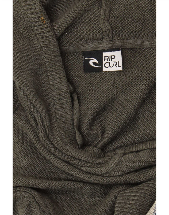 Rip Curl Mens Hooded Cardigan Sweater Medium Grey Striped