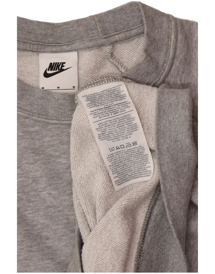 NIKE Womens Sweatshirt Jumper UK 14 Medium Grey Cotton