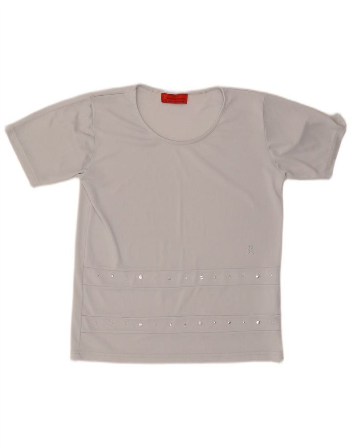 ROBERTA DI CAMERINO Womens T-Shirt Top UK 14 Medium Grey Polyester
