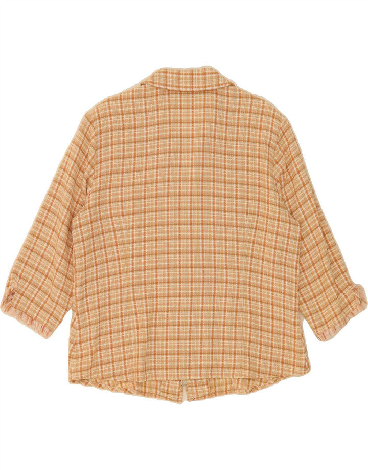 BEXLEYS Womens 3/4 Sleeve Flannel Shirt IT 44 Medium Beige Check Acrylic Vintage Bexleys and Second-Hand Bexleys from Messina Hembry 