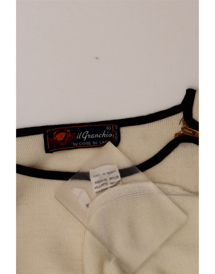 Il Granchio Mens Crew Neck Jumper Sweater Medium Off White Wool