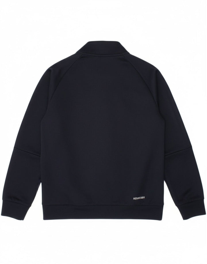 ADIDAS Boys Aeroready Tracksuit Top Jacket 7-8 Years Navy Blue Polyester