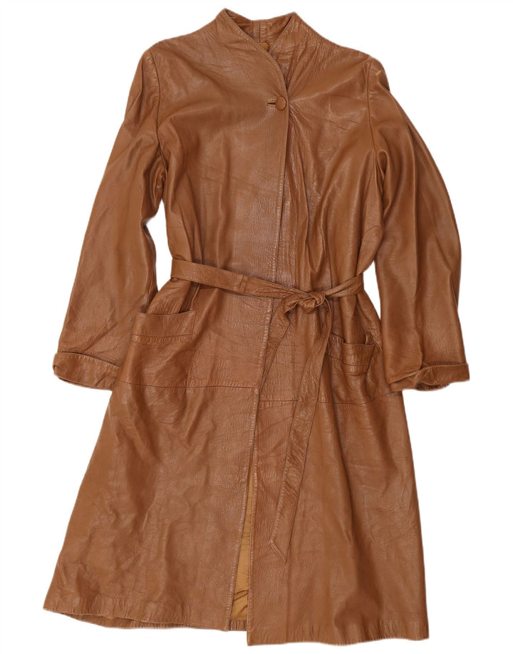 Vintage Womens Oversized Leather Coat IT 40 Small Brown