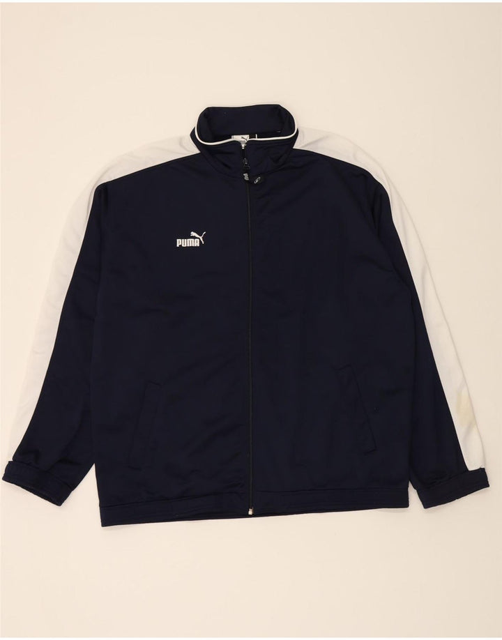 PUMA Mens Tracksuit Top Jacket XL Navy Blue Colourblock Polyester Vintage Puma and Second-Hand Puma from Messina Hembry 