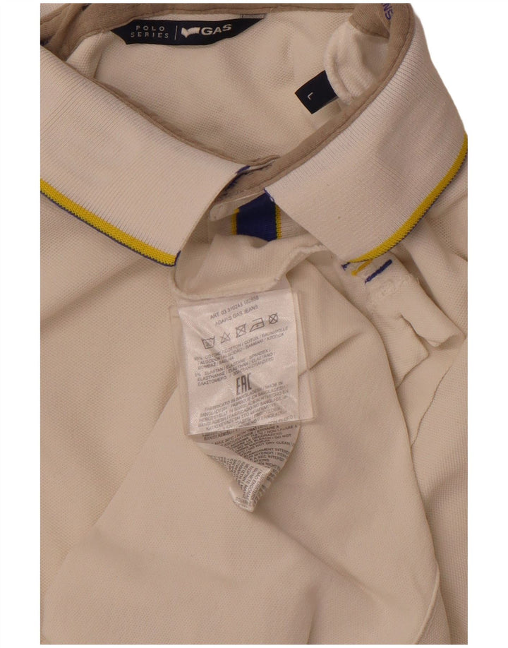 GAS Mens Polo Shirt Large White Cotton